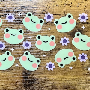 UVDTF Wrap Cute Frogs Purple Flowers for 16oz Can Glass Mug Tumbler, Ready to apply, Permanent Waterproof Adhesive, Add on a cup