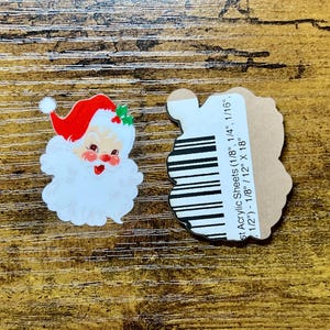 Juego de calcomanías acrílicas vintage de Papá Noel en blanco y UV DTF para carretes de insignias navideñas DIY
