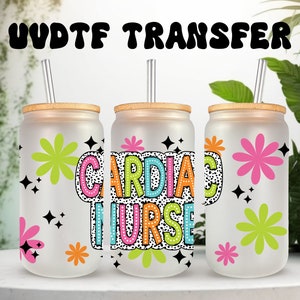UVDTF Wrap Retro Cardiac Nurse Dalmatiner Punkte für 16 Unzen Dose Glasbecher Becher, auftragsfertig, permanent klebend, exklusives Design