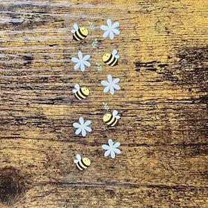 Adhesivo UVDTF para bolígrafo con diseño de abeja y margarita, listo para aplicar, permanente e impermeable.