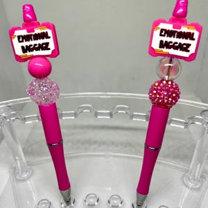 Perlenstift emotionales Gepäck, sarkastischer Stift, lustige Stifte Acrylperlen, kundenspezifischer Stift, einziehbarer Tintenstift, Graduierung
