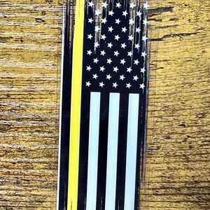 Thin Yellow Line American Flag UV DTF Pen Wrap for Emergency Dispatcher Support Gifts