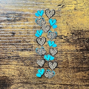 UVDTF Pen Wrap Teal Leopard Hearts, Ready to Apply, Permanent Waterproof Adhesive