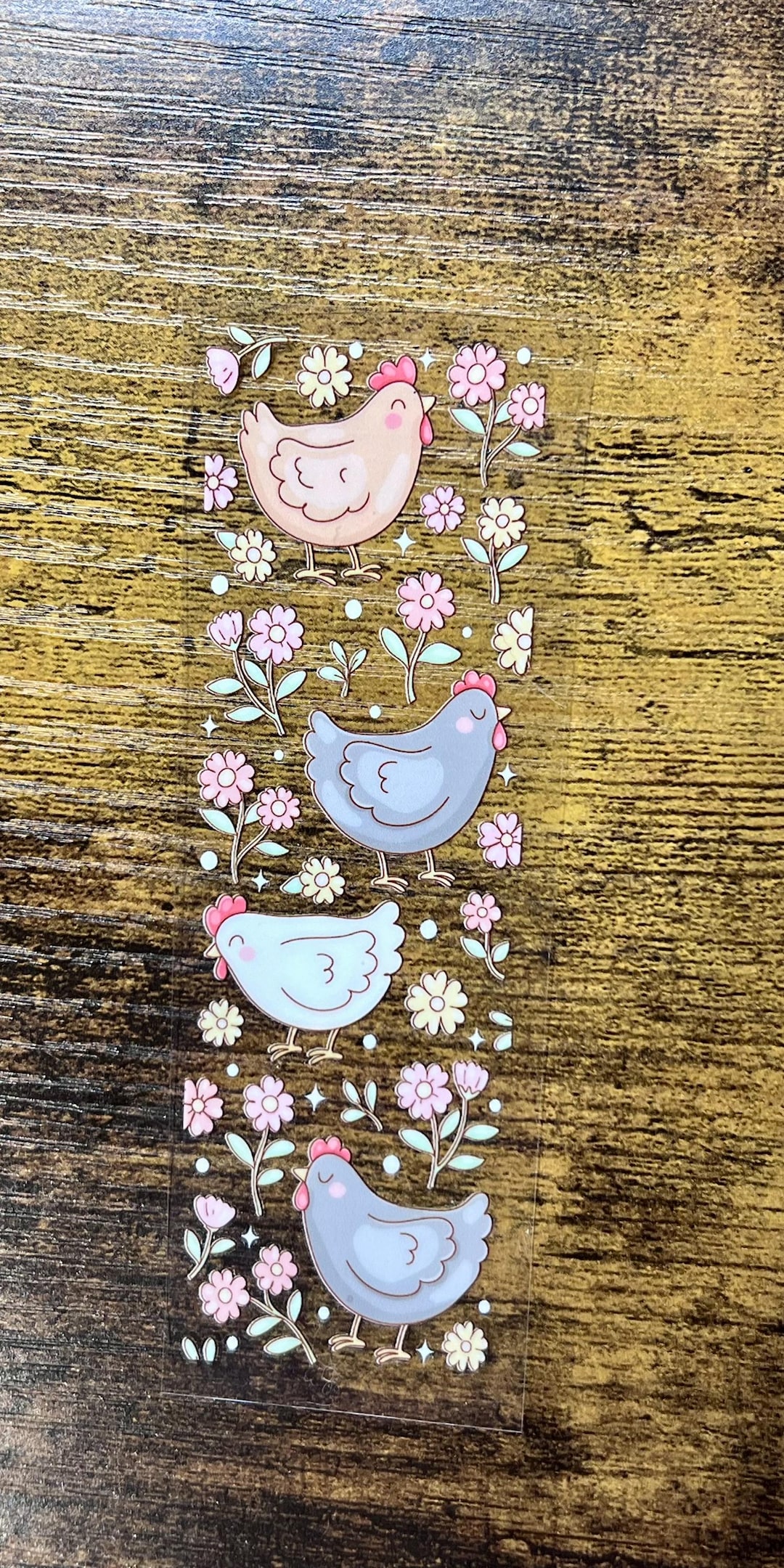 Spring Chicken Sticker Spring Chicken Floral UV DTF Pen Wrap 1.5x4.7 Inch Permanent Adhesive ...