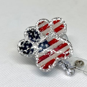 Bobine patriotique d'insigne de patte d'animal de compagnie, support d'identification, patte de chien, option interchangeable, cadeaux pour elle