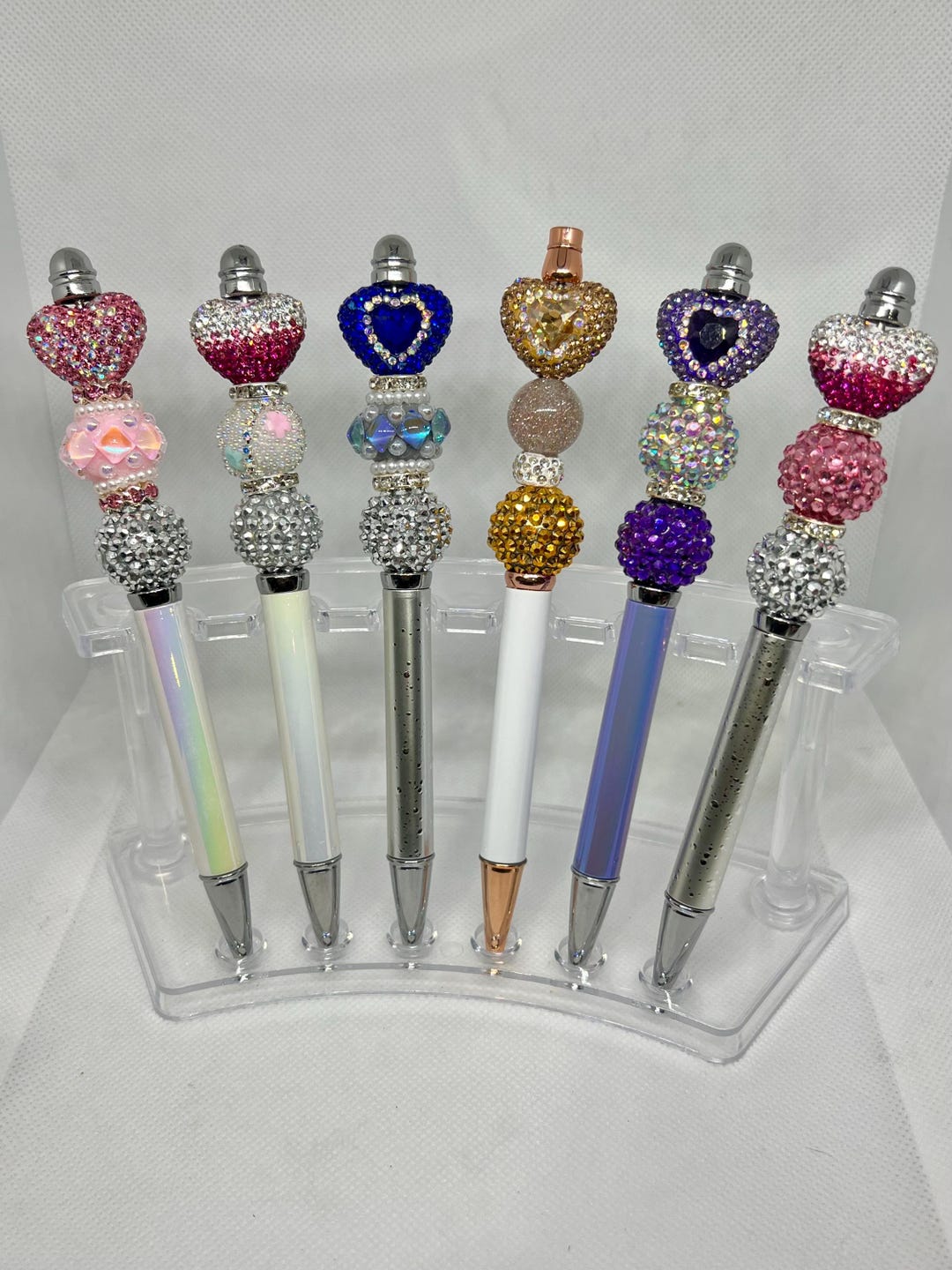 Sentimental Pen Rhinestone Heart Beaded Pen, Fancy Custom Writing Gift, Retractable Ink ...