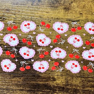 Valentine UVDTF Wrap for 16oz Can Glass | Cherry Hearts Tumbler Decal | Ready-to-Apply Cup Transfer image 1