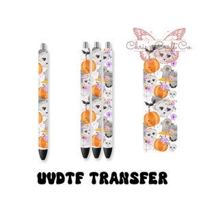 UVDTF-penomslag Retro schedel pompoen grafsteenomslag, Halloweenomslag, permanente lijm, waterdicht, Ink Joy, klaar om aan te brengen
