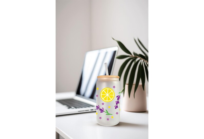 UVDTF Lemons or Lavender for 16oz Can Glass Mug Tumbler, Ready to Apply, Permanent Waterproof Adhesive image 5