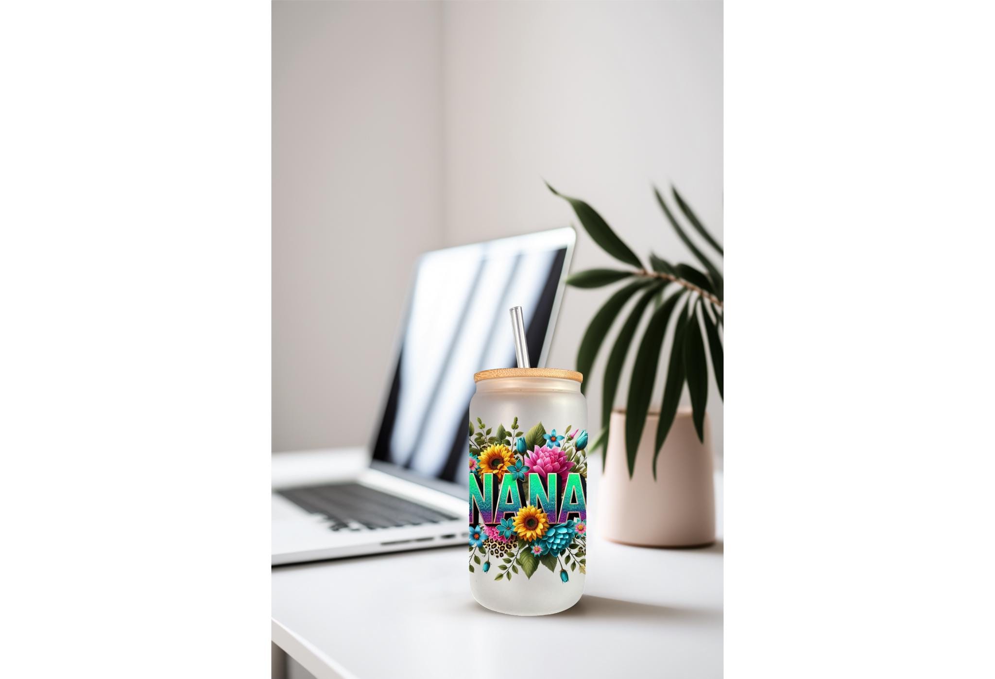 UVDTF Wrap Floral Nana for 16oz Can Glass Mug Tumbler, Grandmother Wrap ...
