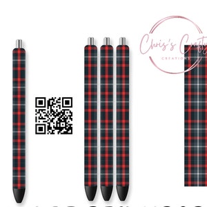 Digital Download Red Black Plaid Ink Joy Pen Wrap