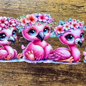 Roze flamingo-bloemen UVDTF-wrap voor beker van 16 oz glas