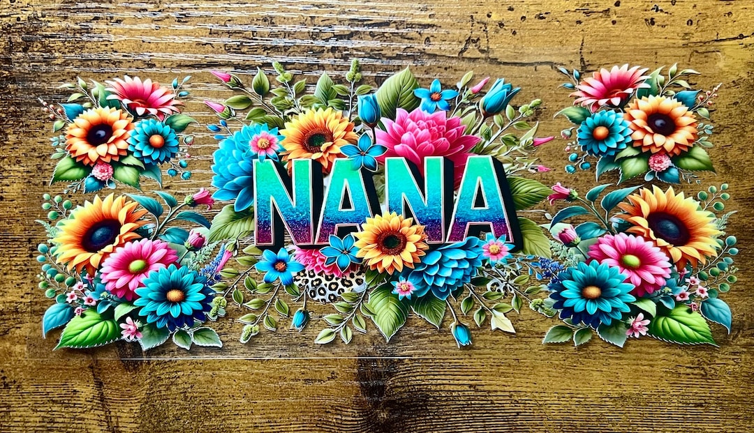UVDTF Wrap Floral Nana for 16oz Can Glass Mug Tumbler, Grandmother Wrap ...