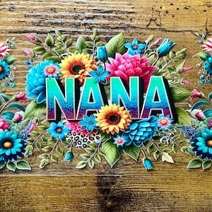 UVDTF Wrap Floral Nana para taza de vidrio de 16 oz, envoltura de abuela, listo para aplicar, adhesivo permanente a prueba de agua