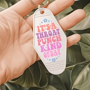 UVDTF Aufkleber Moosachat, es ist ein Throat Punch Kind of Day, lustiger Aufkleber, auftragsfertig, permanent haftend, einzeln / im Set von 5 Schlüsselbund Abziehbilder