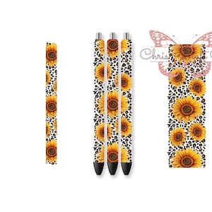 UVDTF Pen Wrap Sonnenblume Leopard Stift, haftfertig, permanent haftender wasserdichter Stift