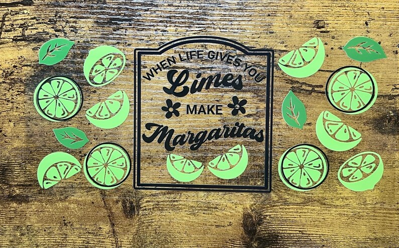Margarita UVDTF Wrap, Lime Green Summer Cup Transfer, 16oz Can Glass Permanent Decal image 1