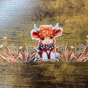UVDTF Wrap Cute Fall Cow Girl Floral 16 oz Can Glass, Mug, Tumbler, Ready to apply, Permanent Waterproof Adhesive