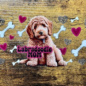 UVDTF Wrap Labradoodle Mom for 16oz Can Glass Mug Tumbler, Ready to Apply, Permanent Waterproof Adhesive