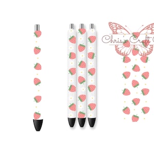 UVDTF-penomslag aardbei madeliefje, roze aardbeien, voor glitterpen, klaar voor gebruik, permanente waterdichte lijm