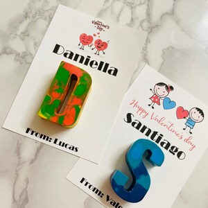 Favor de fiesta para niños(4)/regalo de San Valentín/crayón de San Valentín/crayones de letras / favores de fiesta personalizados/favor de cumpleaños/regalo escolar/San Valentín