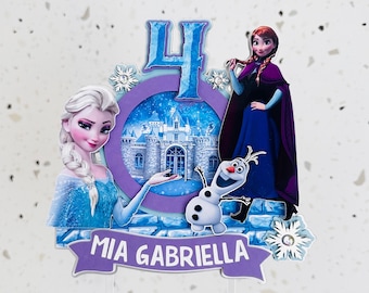Bevroren taart topper/Elsa themafeest/Elsa taart topper/Ana taart topper/gepersonaliseerde bevroren taart topper/bevroren verjaardagsthema