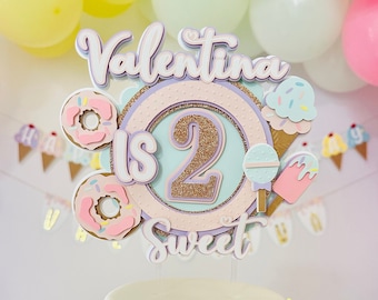 Two sweet Cake Topper/Two Sweet Theme Party/Ice Cream Cake topper/two sweet personalized cake topper/sweet birthday decoration