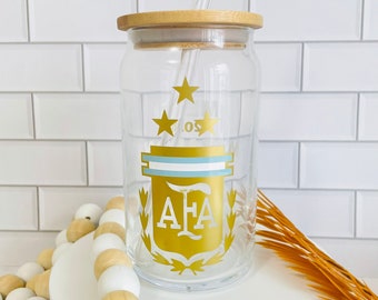 Argentina can glass/world cup winner glass/coffee glass/Messi glass/ World Cup 2022/Beer Can Glass/Argentina Glass Beer Can/Fernet Glass