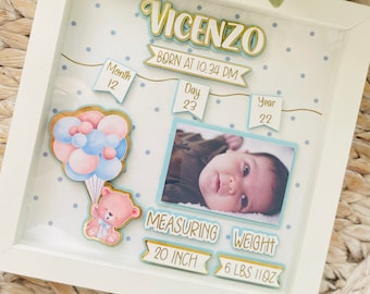 Personalisierte Geburt Stats Schatten Box, Baby Andenken Geschenk