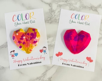 Valentine’s Day favor/prek/daycare/teacher gifts/heart crayons/personalized party favors/birthday favor/school gift/Valentines gift