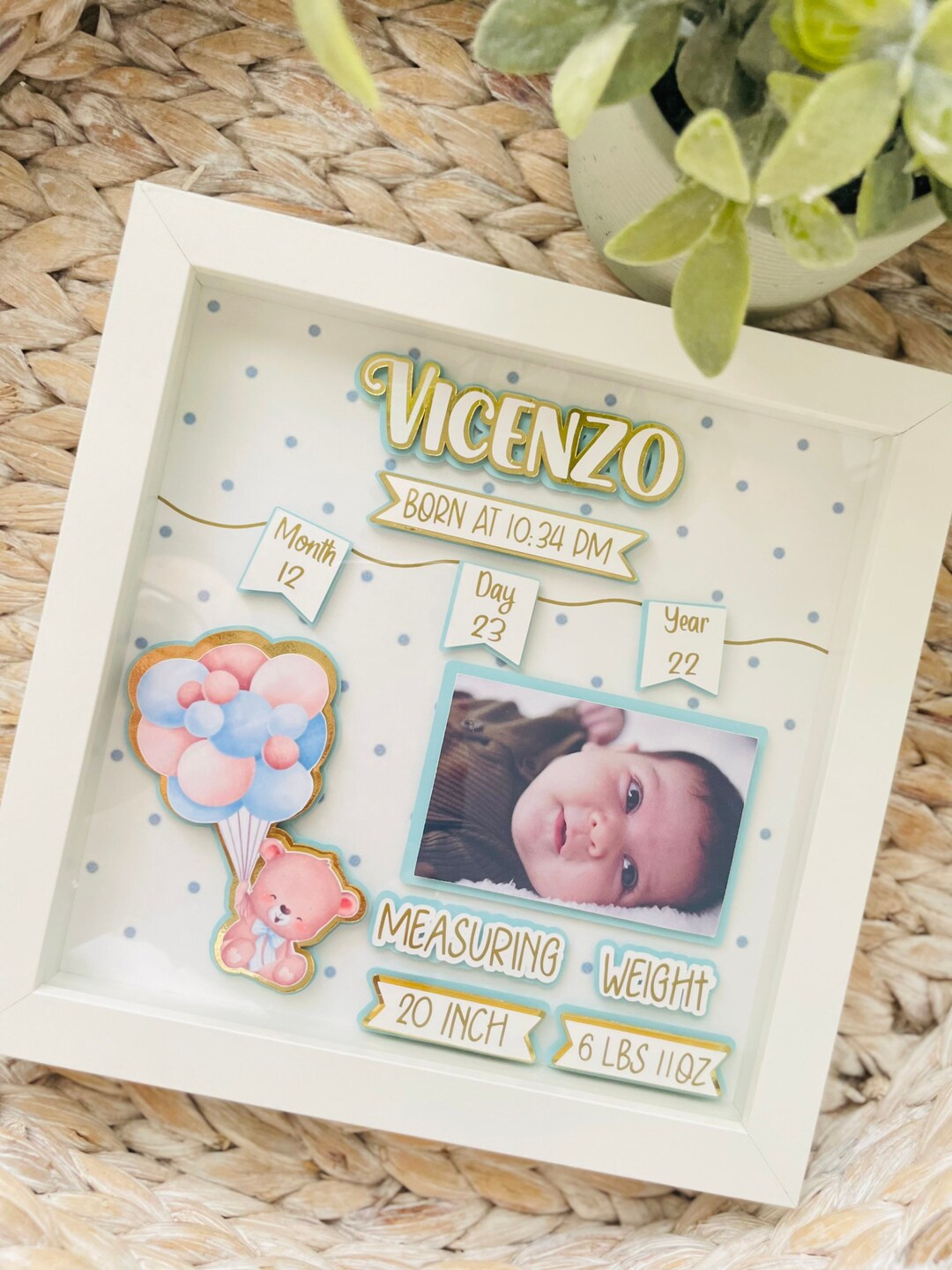 New Born Shadow Box/birth Stats Shadow Box/new Mom Gift/new - Etsy