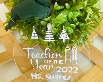 Teacher ornaments/teacher gift/Christmas gift for teachers/Personalized Christmas gift/Prek teacher gift/coach gift/acrylic ornament