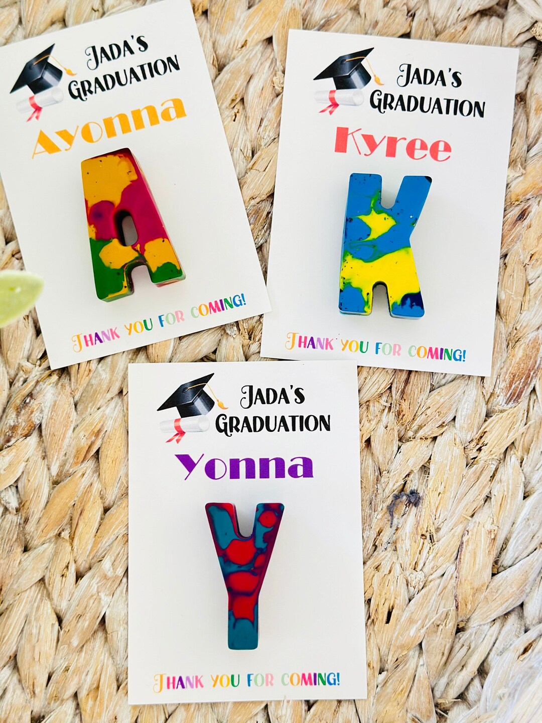 Graduation Initial Kids Party Favor(4)/graduation Gift/initial Crayon/stocking Stuffers ...