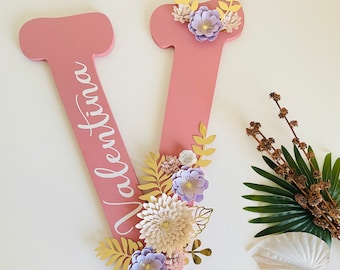 Baby Namensschild/Boho Kinderzimmer/Personalisiertes Kinderzimmer BlumenBuchstabe/Babyzimmer Initiale/Babyshower Dekor/Braut Shower Letter Dekor/Großes florales Lett