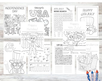 4th of July Coloring and activity Pages for Kids – 20 Printable Patriotic Sheets | Instant Download | Independence Day Activity for Children