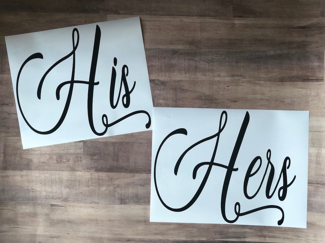 His and Hers Wall Decal Set/bedroom Wall Decal/bathroom Wall Decals