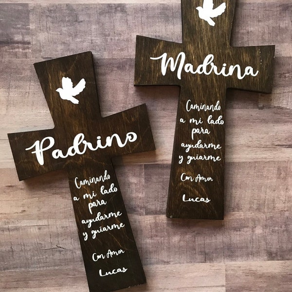 Ensemble de croix Padrino y Madrina - beau cadeau / baptême / parrain et marraine / église / cadeau de remerciement