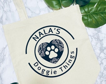 Benutzerdefinierte Hundemama Tasche/Doggie Dinge Einkaufstasche/Hundemama Tasche/Hundespielzeug Tasche/Geschenk für Hundemama/Hund Reisetasche/Mandala Paw Tasche