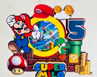 Inspirado Super Mario Cake Topper/Mario Theme Party/Mario Party/Mario cake Topper/Personalizado Mario cake topper/Mario Birthday