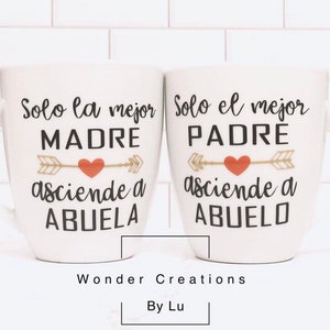 Solo la Mejor Madre & Solo el Mejor Padre embarazo revelar taza. Taza Madre. Taza padre. Abuelos. Taza española. Bonita taza. Gran regalo. Juego de regalos