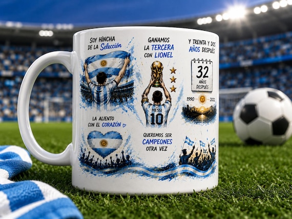 Argentina Bicampeón Mug 11oz, Argentina Soccer Fan Gift, World Cup Champions Mug, La Scaloneta Coffee Cup, Messi inspired mug