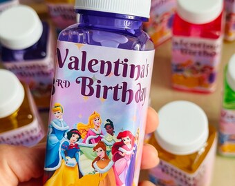 Princess Bubbles Party favors(12)/bubbles favors/Bubbles Bottles/Party Favors/Girl birthday/Princess theme