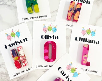 Kids party favor(4)/Initial crayon/Stocking stuffers/cars favors/alphabet crayons/personalized party favors/birthday favor/school gift