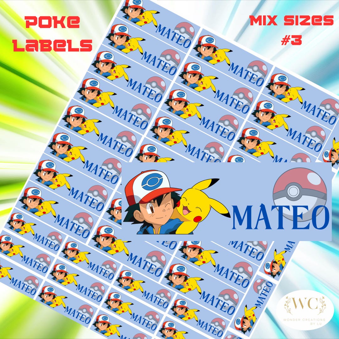 Pokemon Address Labels Poke Supplies Back to School Labels | Waterproof Stickers ...