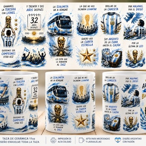 Argentina Bicampeón Mug 11oz, Argentina Soccer Fan Gift, World Cup Champions Mug, La Scaloneta Coffee Cup, Messi inspired mug image 3