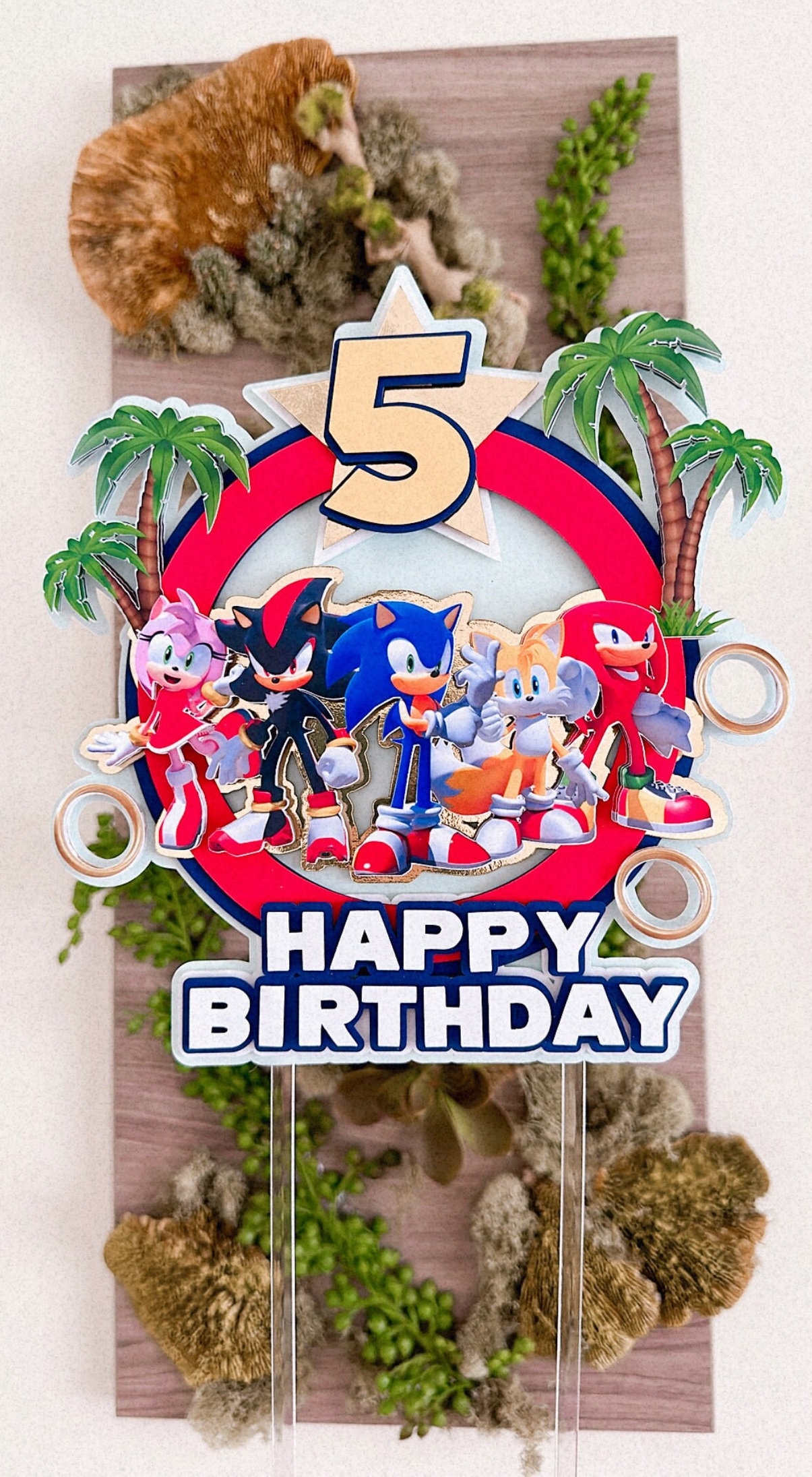 Sonic Cake Topper/Sonic Theme Party/3D cake topper/Personalized Sonic topper/Sonic the Hedgehog Cake Topper/3D Topper Decorations