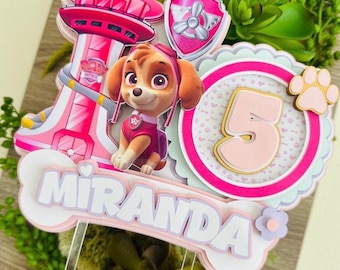 Decorazione per torta a forma di cane da salvataggio/Decorazione per torta a forma di cagnolino/Decorazione per torta a forma di cucciolo da ragazza/Decorazione per torta a forma di cucciolo personalizzato/Decorazione per torta a forma di cane da salvataggio femmina