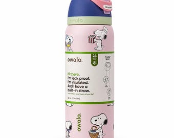 Snoopy Style Leakproof Water Bottle 24oz 32oz FreeSip Straw Lid Cute Daily Cup