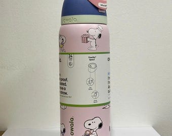 Snoopy Inspired Cute Water Bottle 32oz 24oz Leakproof Insulated Straw Lid Aesthetic Gift