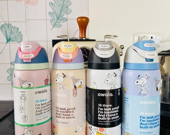 Cute Snoopy Insulated Water Bottle 24oz Leakproof Stainless Steel Straw Lid Cartoon Travel Gym Cup Aesthetic Drinkware For School Office